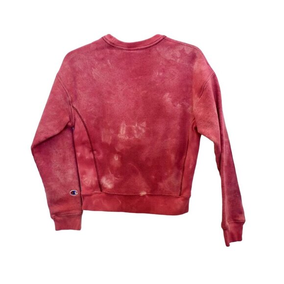 Women's Champion Pink Custom Bleach Dye Sweatshirt Size XS - Picture 3 of 6